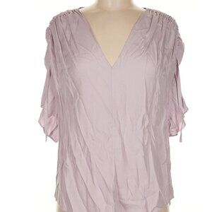 Vince NEW silk v-neck top nwt lilac lavendar purple blouse short sleeve sz large